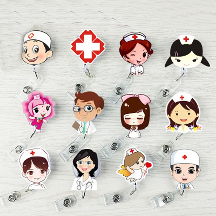 Customized Plastic Retractable Badge Reel Nurse badge holder with logo for ID Card Holder