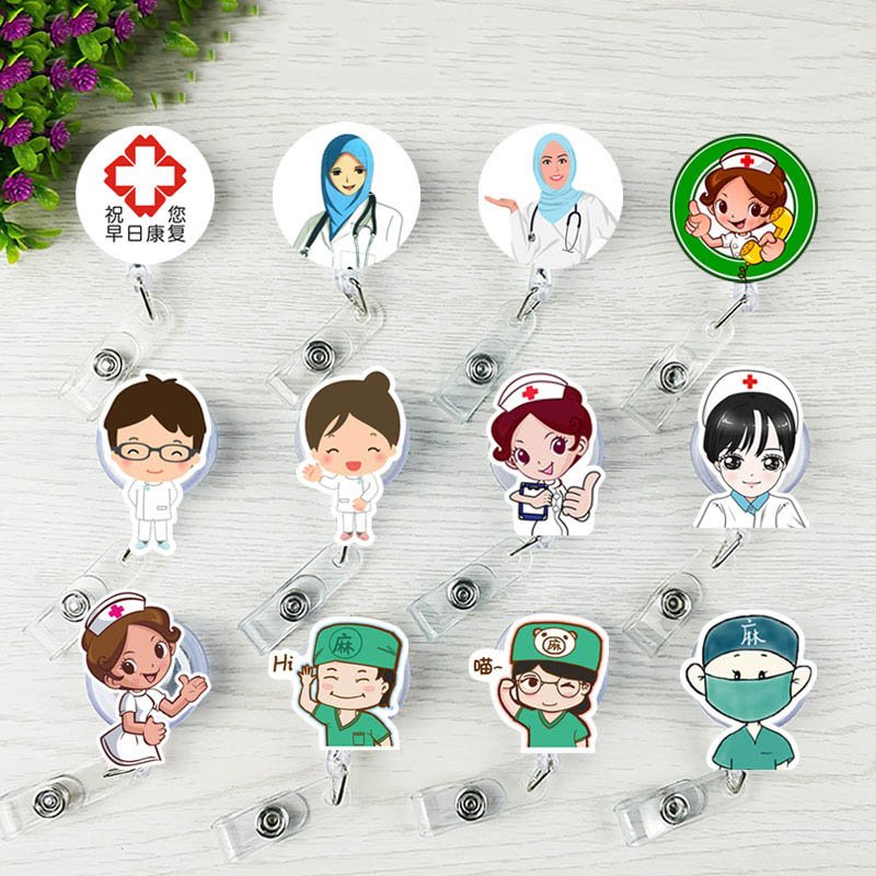 Customized Plastic Retractable Badge Reel Nurse badge holder with logo for ID Card Holder