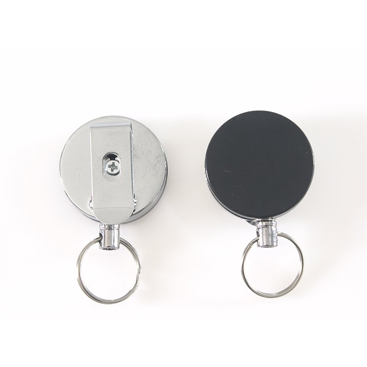 40mm Round Shaped Half custom logo metal Retractable Badge Reel Key Chain yoyo badge holders badge reel lanyard