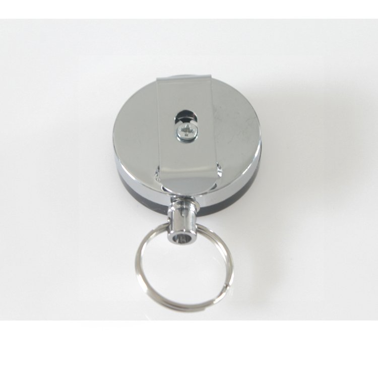 40mm Round Shaped Half custom logo metal Retractable Badge Reel Key Chain yoyo badge holders badge reel lanyard