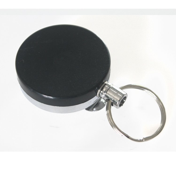 40mm Round Shaped Half custom logo metal Retractable Badge Reel Key Chain yoyo badge holders badge reel lanyard