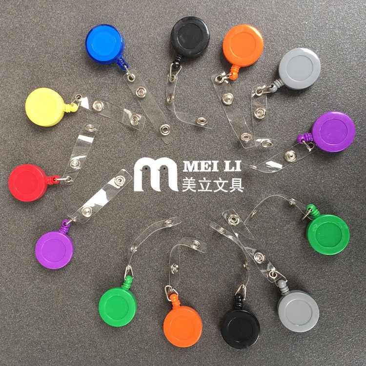 Wholesale round Plastic Key Holder Sublimation Retractable Badge Reel with Metal Alligator Clip