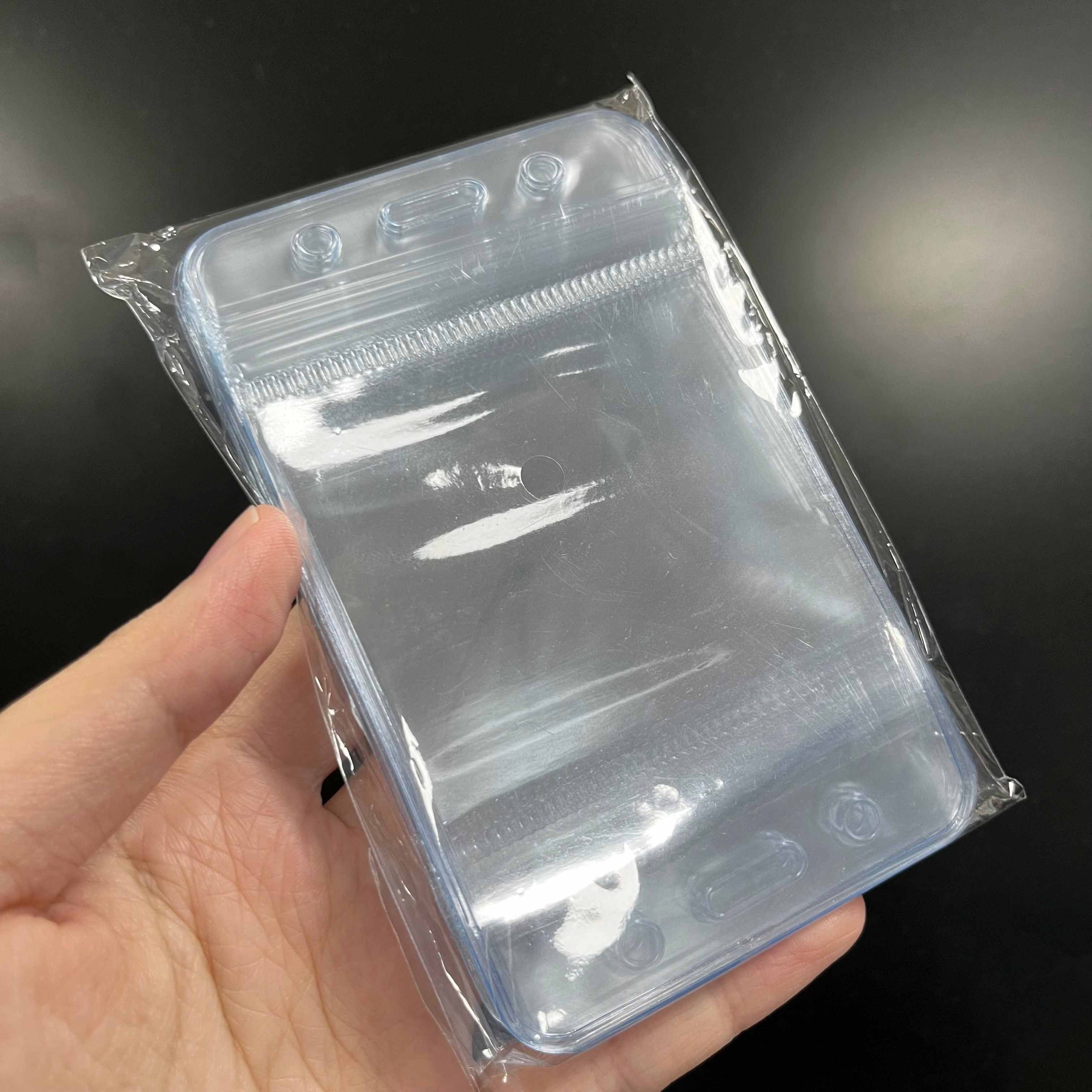 Waterproof ID Card Badge Holder Clear Vertical Name Tag Holder Plastic Card Holders with Resealable Zip