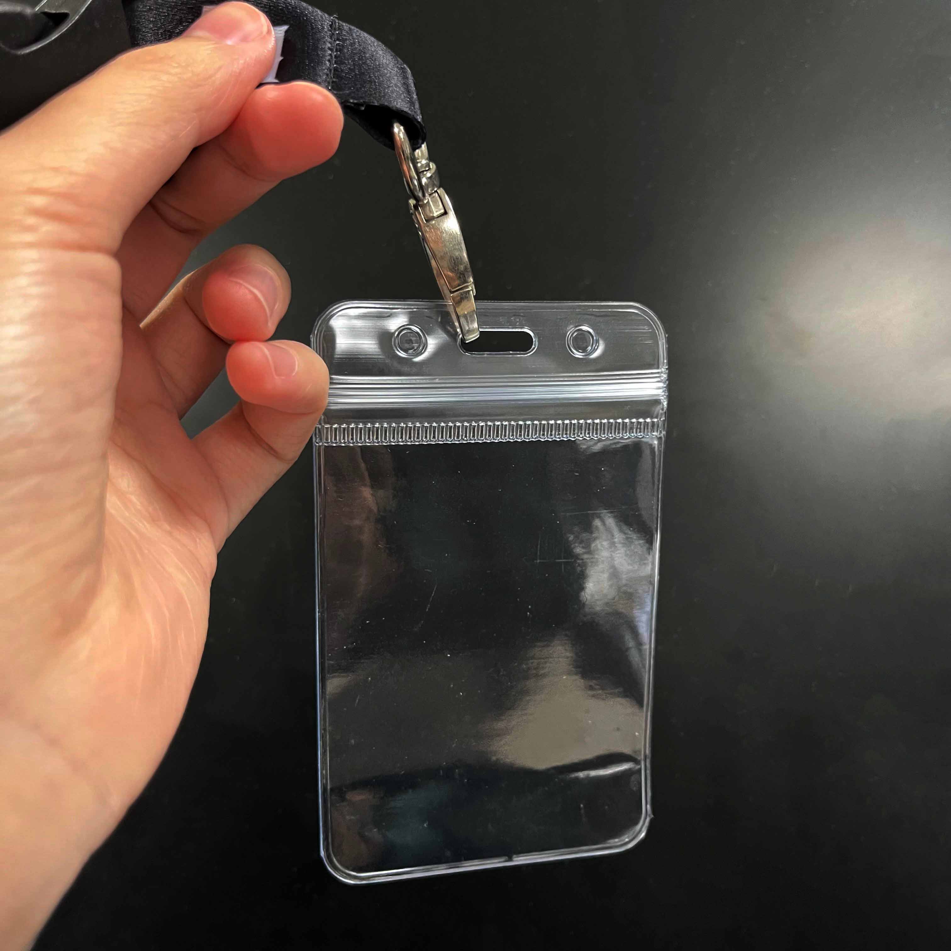 Waterproof ID Card Badge Holder Clear Vertical Name Tag Holder Plastic Card Holders with Resealable Zip