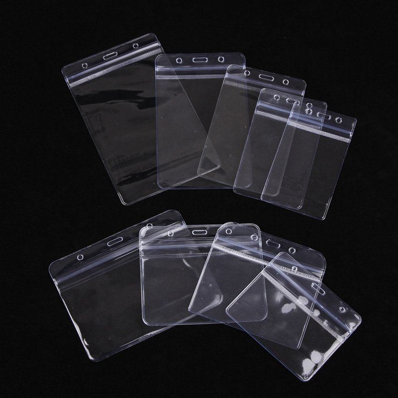 Waterproof ID Card Badge Holder Clear Vertical Name Tag Holder Plastic Card Holders with Resealable Zip