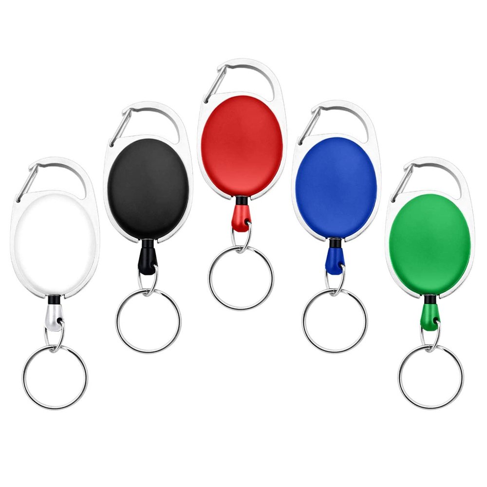 Colorful Holder Keyring Carabiner Lanyard Oval ID Cut Badge Reel