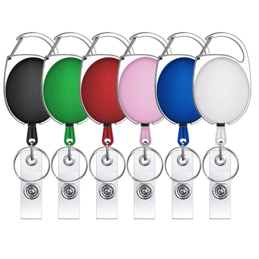 Colorful Holder Keyring Carabiner Lanyard Oval ID Cut Badge Reel