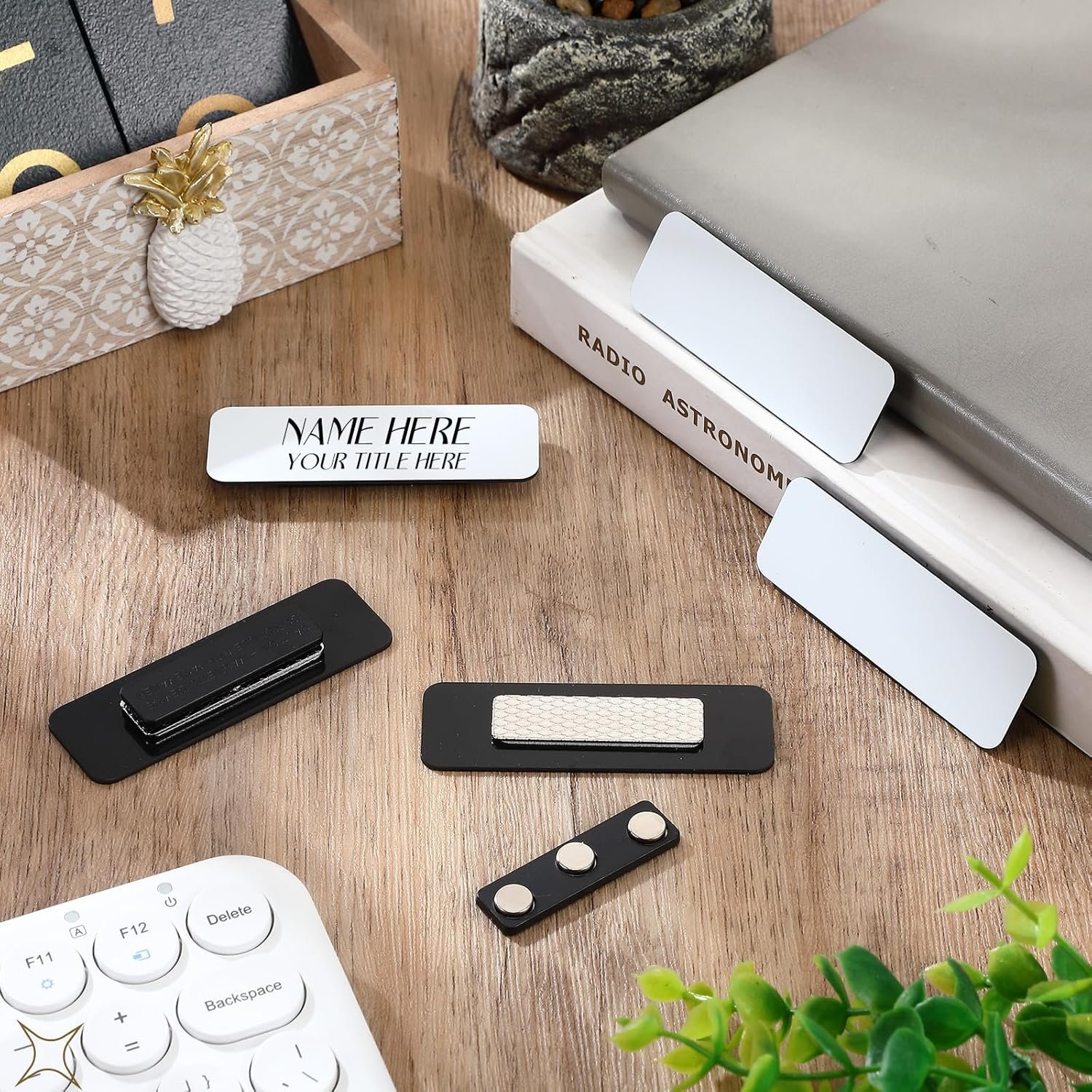 Blank Name Tags Magnetic Backing ID Badge Holders Strong Neodymium Magnets Customizable & Reusable Badges Round Corners