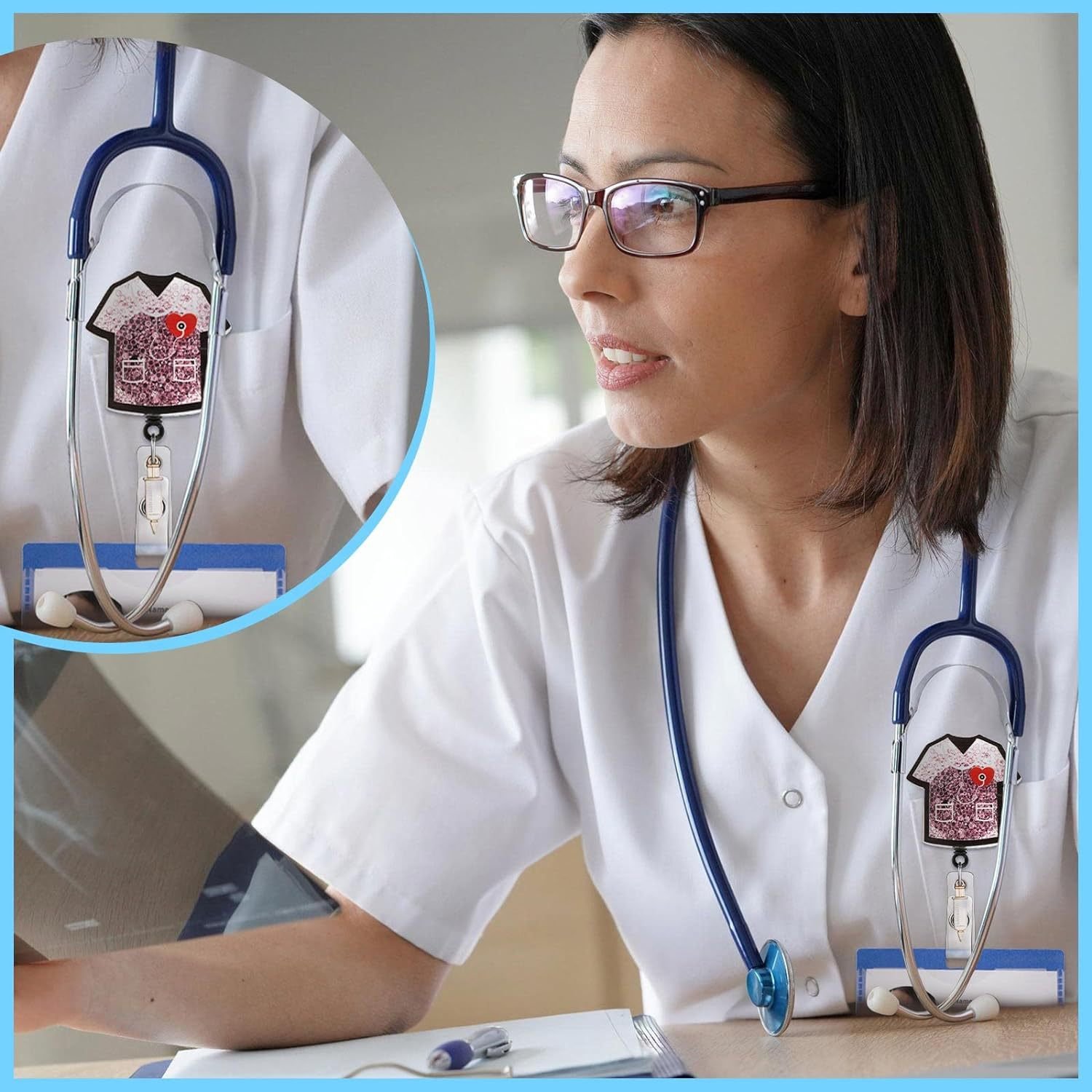 Custom Badge Reels with Glitter shaker Name Id Card Holders Nurse Retractable Badge Reel with Clip for Nurses Doctors