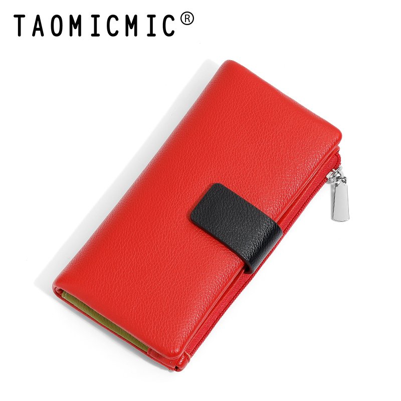 TAOMICMIC 2024 cross-border color-blocking and senior long women purse and storage card bag with zipper and purse holder