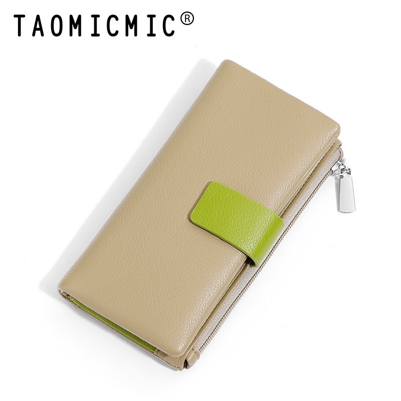 TAOMICMIC 2024 cross-border color-blocking and senior long women purse and storage card bag with zipper and purse holder