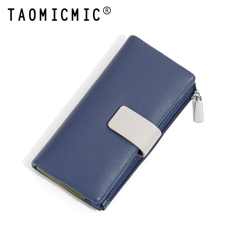 TAOMICMIC 2024 cross-border color-blocking and senior long women purse and storage card bag with zipper and purse holder