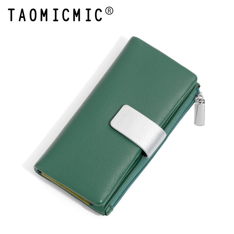 TAOMICMIC 2024 cross-border color-blocking and senior long women purse and storage card bag with zipper and purse holder