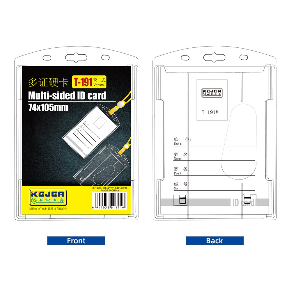 Hard ID Working Bank Card Holder Vertical Transparent Plastic ID Credit Card Holder With Thumb Slot
