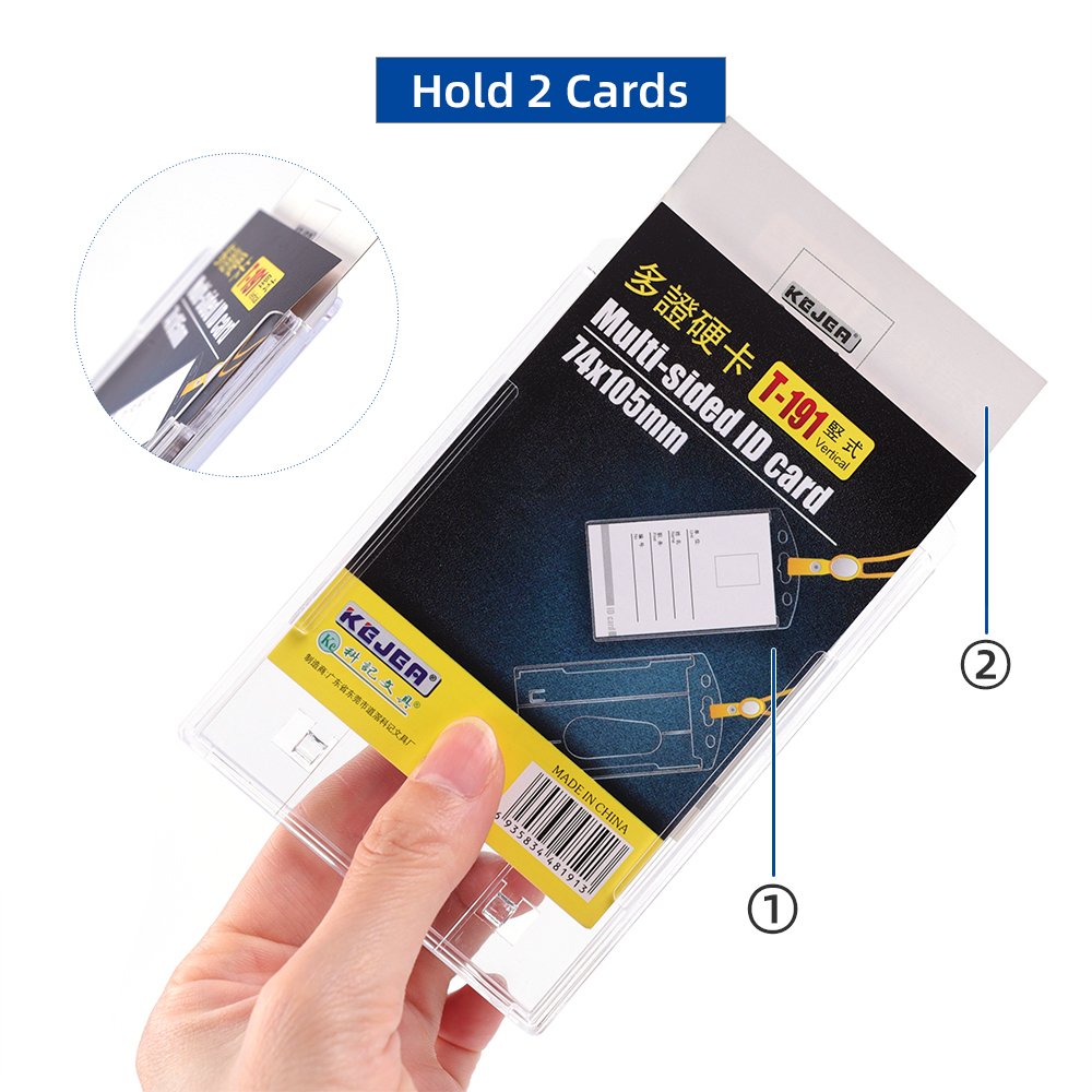Hard ID Working Bank Card Holder Vertical Transparent Plastic ID Credit Card Holder With Thumb Slot