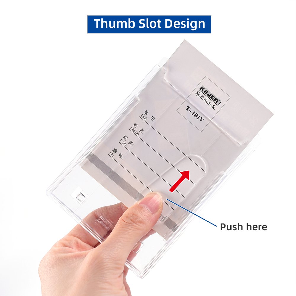 Hard ID Working Bank Card Holder Vertical Transparent Plastic ID Credit Card Holder With Thumb Slot