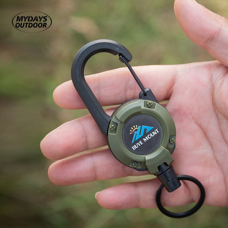 Mydays Outdoor Portable Heavy Duty Multitool Badge Holder Retractable Keychain Carabiner with 58cm Stainless Steel Cord