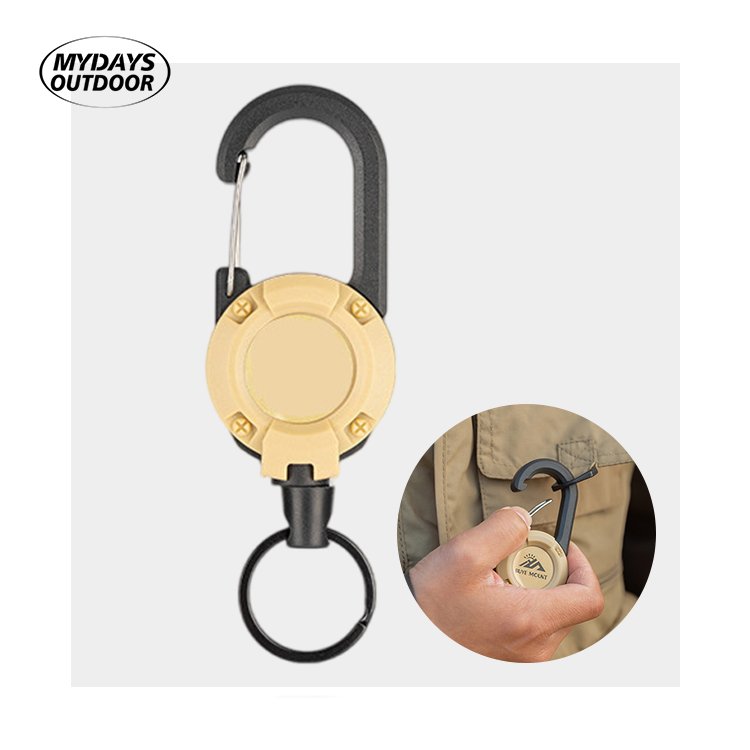 Mydays Outdoor Portable Heavy Duty Multitool Badge Holder Retractable Keychain Carabiner with 58cm Stainless Steel Cord