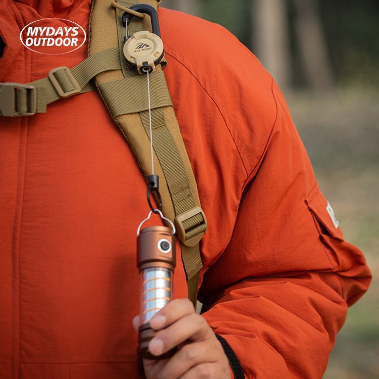 Mydays Outdoor Portable Heavy Duty Multitool Badge Holder Retractable Keychain Carabiner with 58cm Stainless Steel Cord