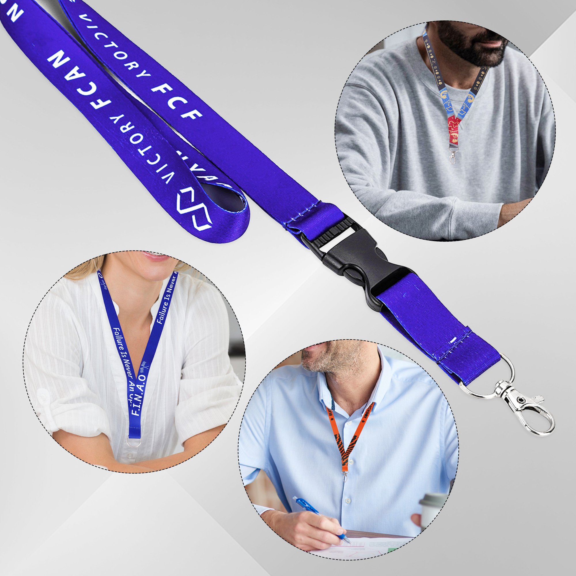 Customized Your Own Breakaway Strap ID Badge Card Holder Lanyards With Logo Custom Printed Polyester Neck Lanyard