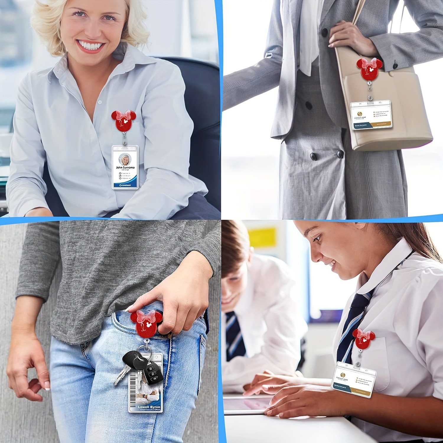 Funny Bling Cartoon Nurse Badge Reel Retractable Badge Holder