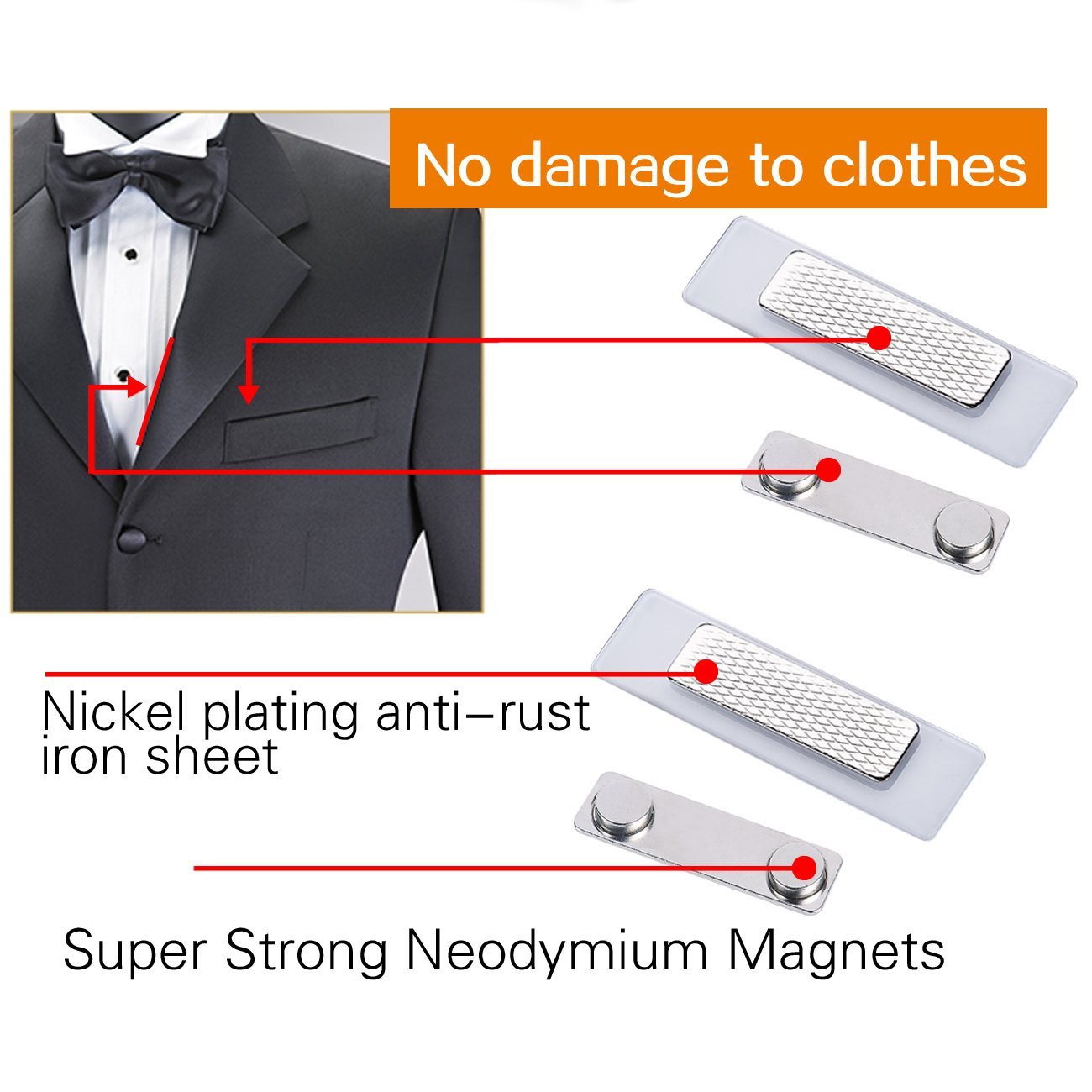 Factory Price Neodymium Magnetic Name Badge strong Magnetic Name tag Back Adhesive