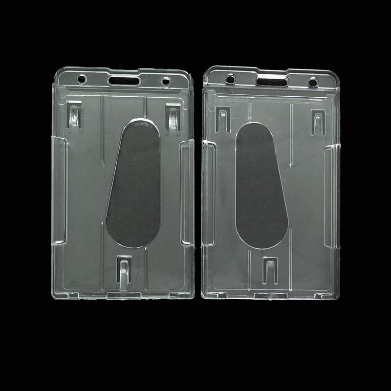 BSCI Customizable Hard Acrylic ID Badge Holder PP Plastic Business Card Closure Free Sample