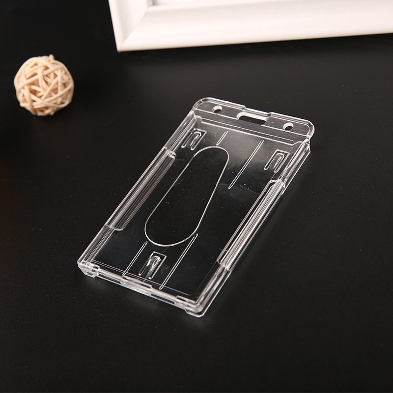 BSCI Customizable Hard Acrylic ID Badge Holder PP Plastic Business Card Closure Free Sample