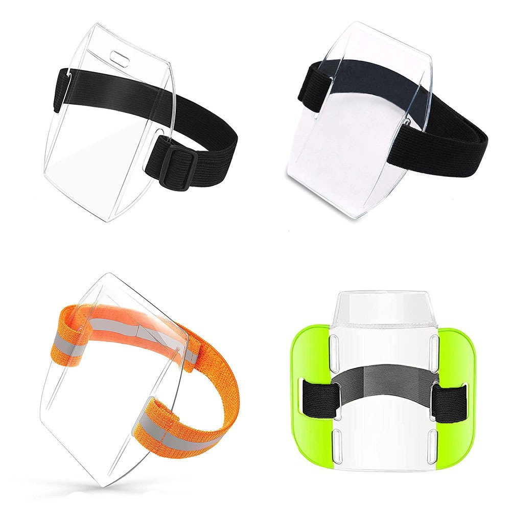 Soft Plastic Elastic Armband Photo ID badge holder Reflective Security Doorman Arm ID Card Holders