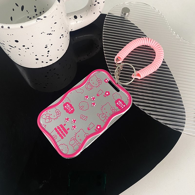 Print Little Bear Electroplated silver ID card holder Cover Print Sleeve Cardholder TPU Case Card Holder With hanging rope