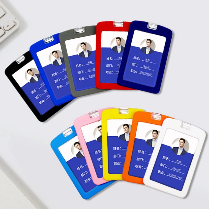 Wholesale Horizontal Vertical Style Silicone Business Work Bus Exhibition Pass Card Brand Name Badge Holder With Lanyard Hole