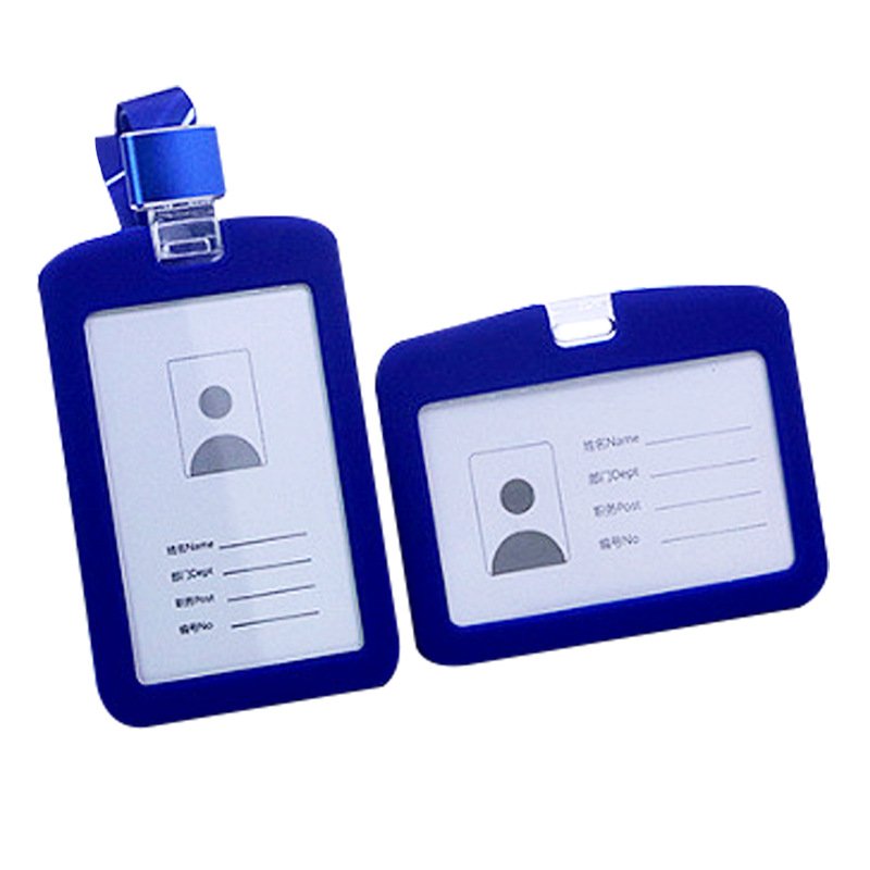 Wholesale Horizontal Vertical Style Silicone Business Work Bus Exhibition Pass Card Brand Name Badge Holder With Lanyard Hole