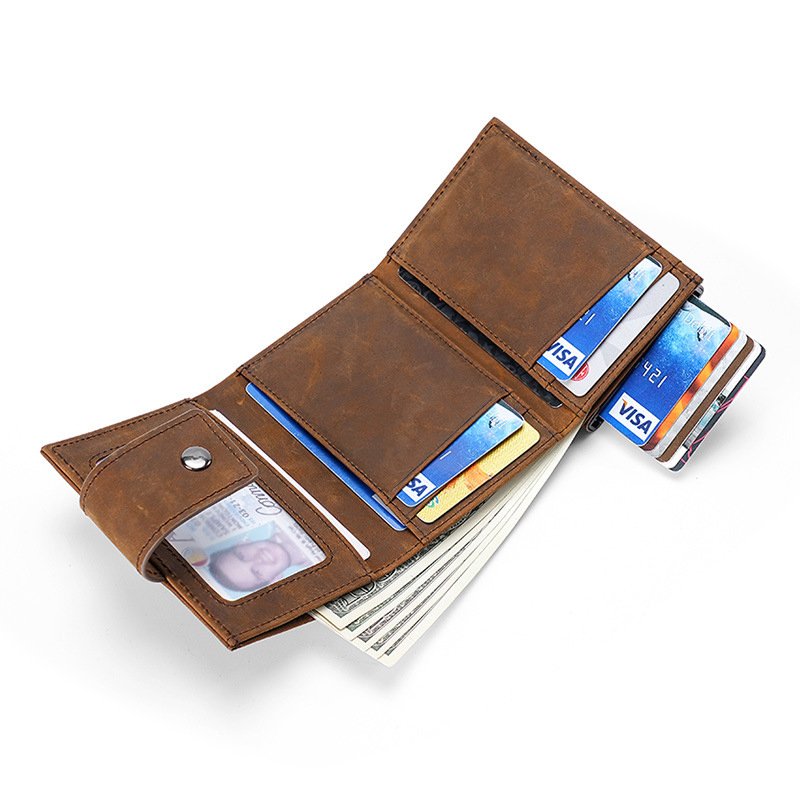 Personalised Crazy Horse Aluminum Pop Up Card Holder 3 Folds Wallets For Men Women's Small Rfid Credit Card Holder Wallet