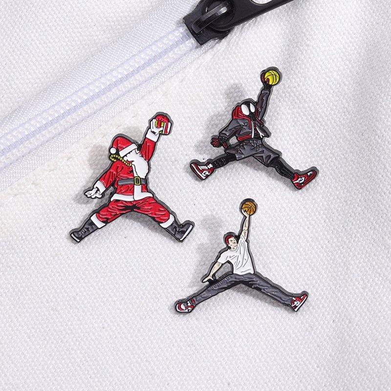 Custom Sports Playing Ball With Santa Claus Style Magnet Accessories Metal Badge