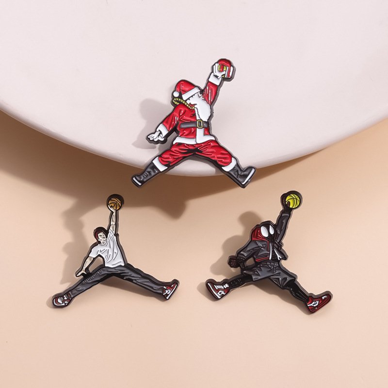 Custom Sports Playing Ball With Santa Claus Style Magnet Accessories Metal Badge