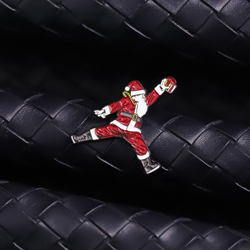 Custom Sports Playing Ball With Santa Claus Style Magnet Accessories Metal Badge