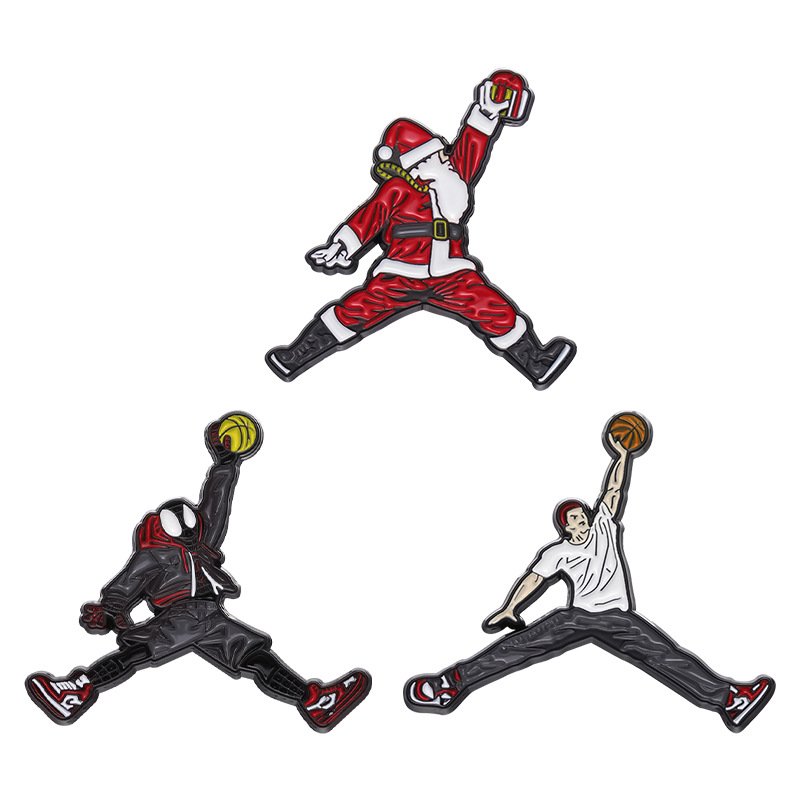 Custom Sports Playing Ball With Santa Claus Style Magnet Accessories Metal Badge