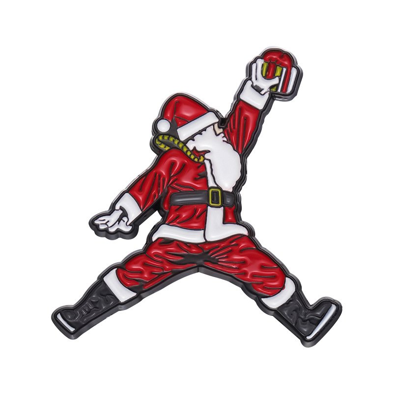 Custom Sports Playing Ball With Santa Claus Style Magnet Accessories Metal Badge