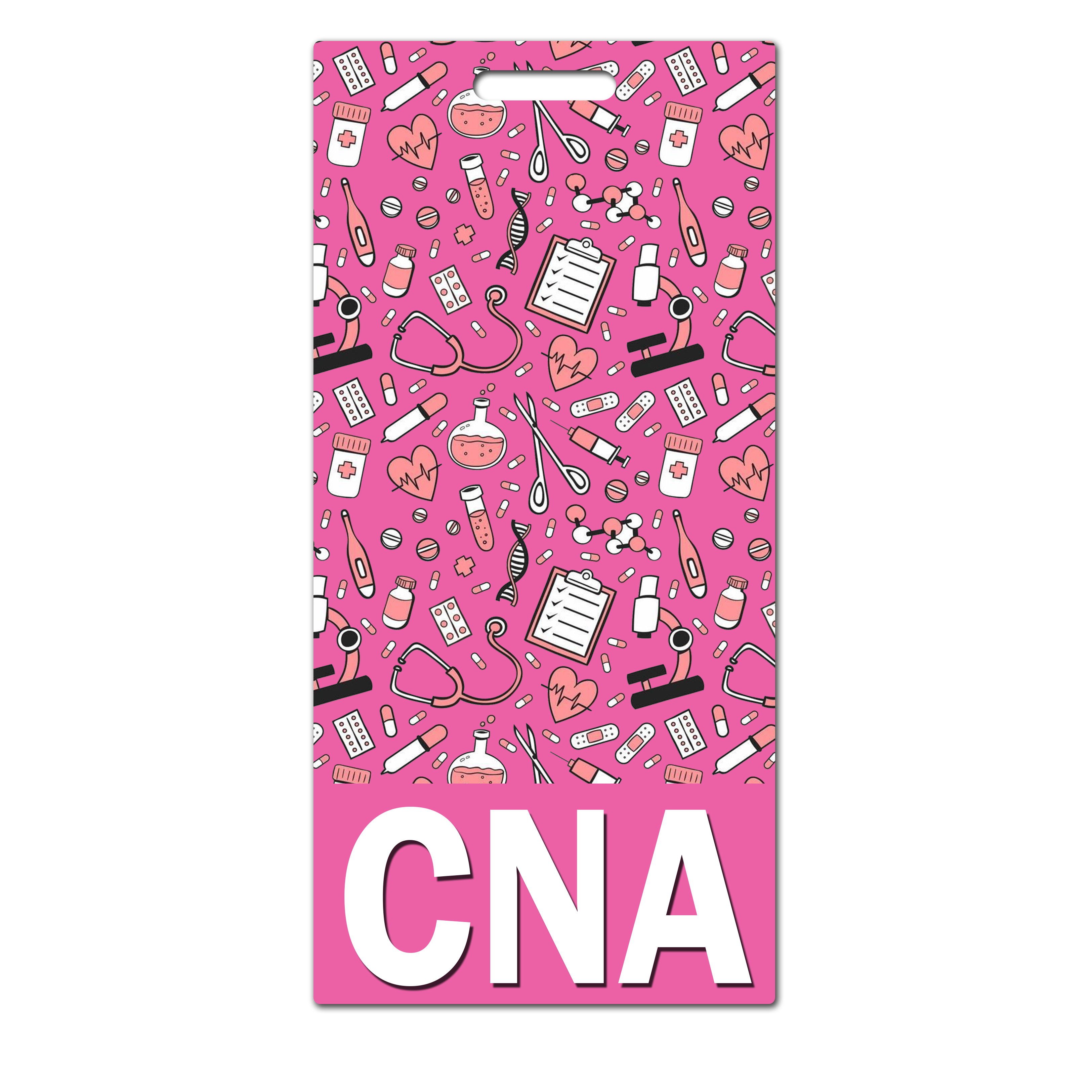 CNA New Style PVC Medical ID Card Badge Tags RN CNA LPN Badge Buddy for Nurse Accessories Pink Stethoscope Pill Card