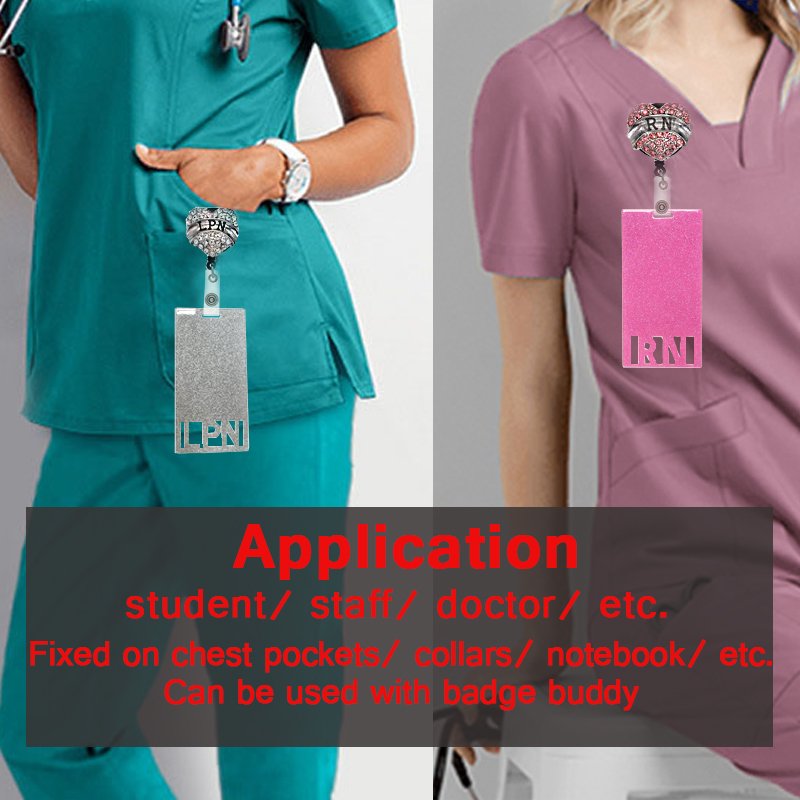 CNA New Style PVC Medical ID Card Badge Tags RN CNA LPN Badge Buddy for Nurse Accessories Pink Stethoscope Pill Card