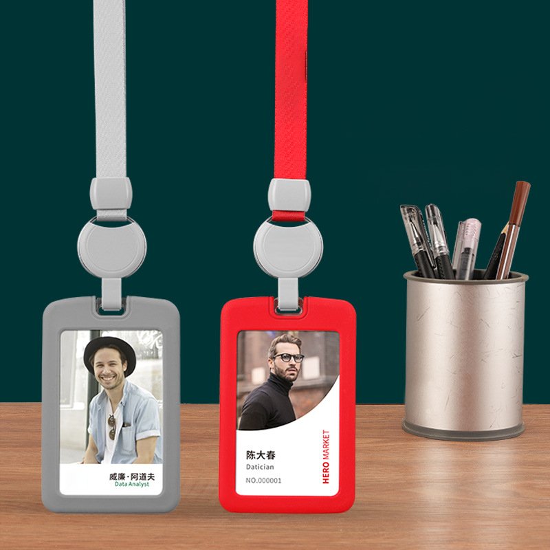 Wholesale Easy to pull buckle work card telescopic buckle hospital school staff card sleeve brand UV printing pattern