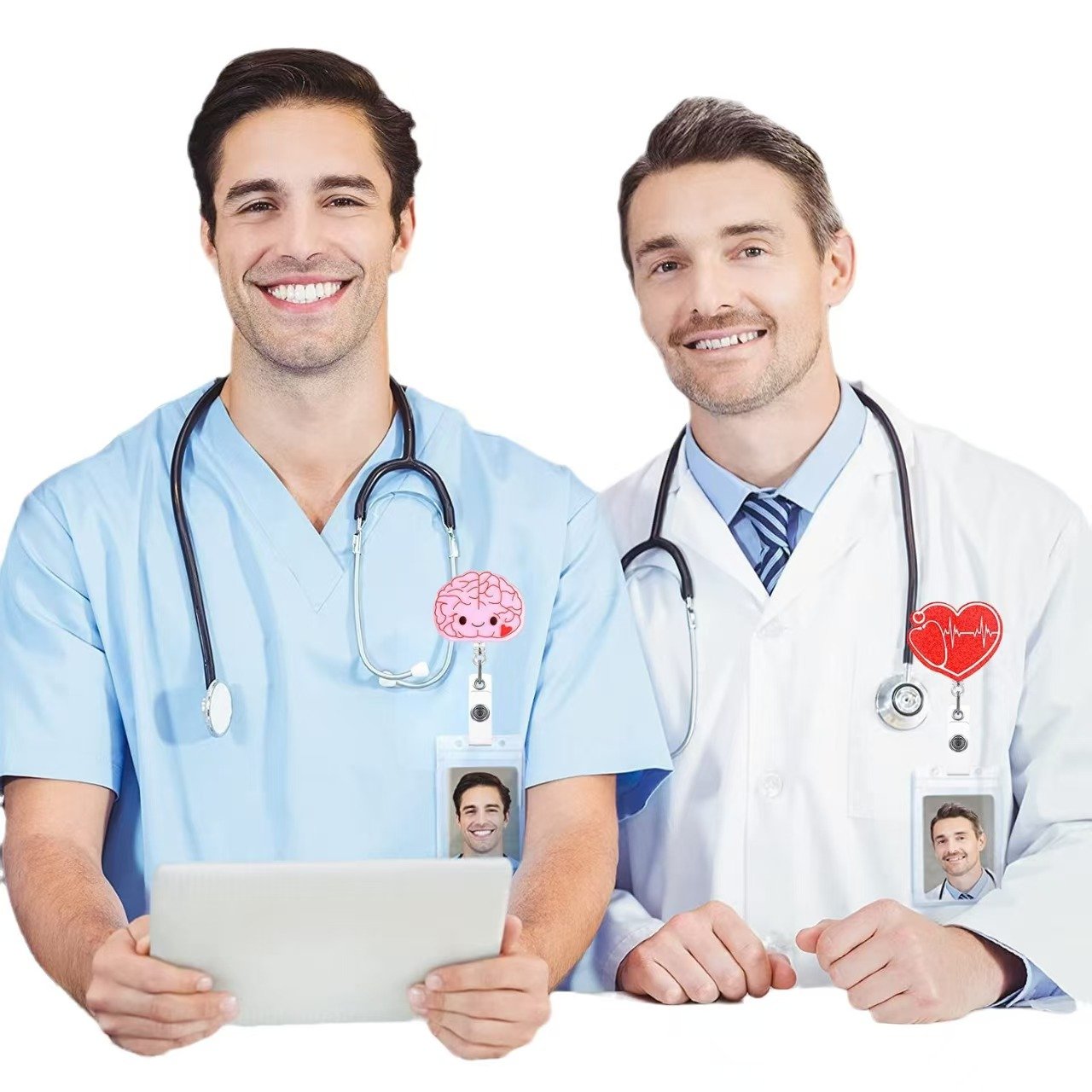 Acrylic love syringe ambulance snap fastener Creative telescopic badge for healthcare workers Nurse badge holder