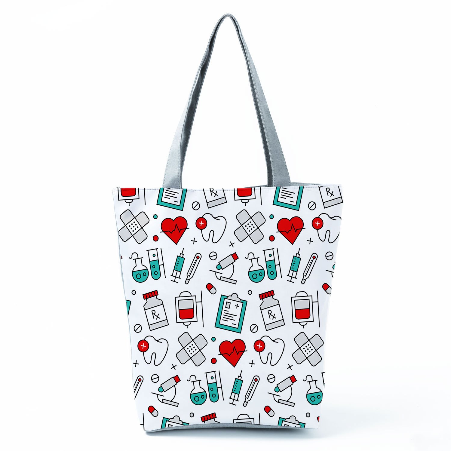 Wholesale Factory Custom Printed Logo Polyester Nursing Canvas Tote Bag Shopping Shoulder Bag With Zipper Nurse Gift