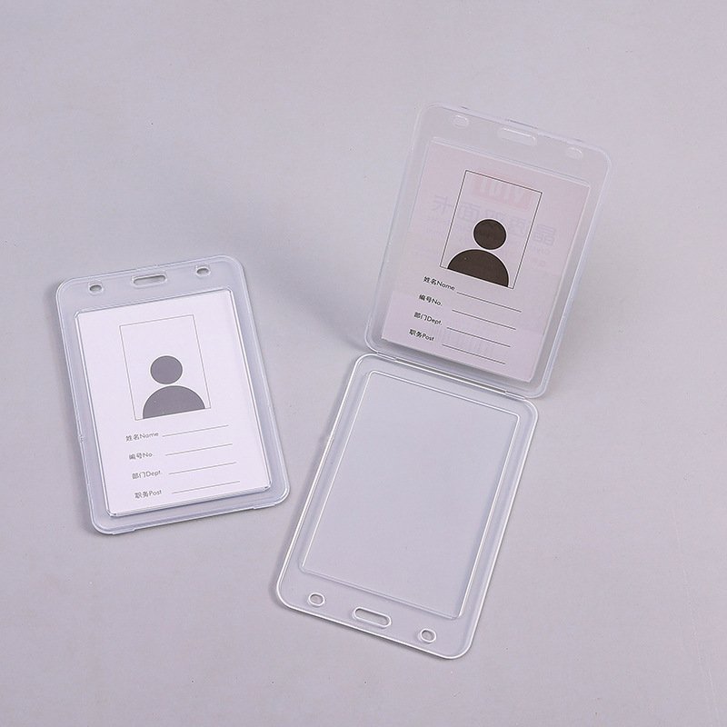 Custom double-sided transparent work card work id holder clear soft plastic id card holder transparent id card holder