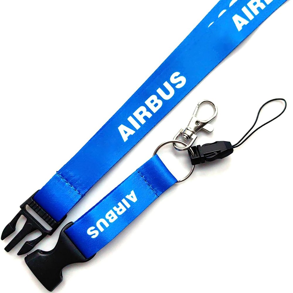 Mobile Phone Id Card Badge Neck Lanyard Nylon Strap Keychain Satin Polyester Custom Breakaway Airline Aviation Airbus Lanyards