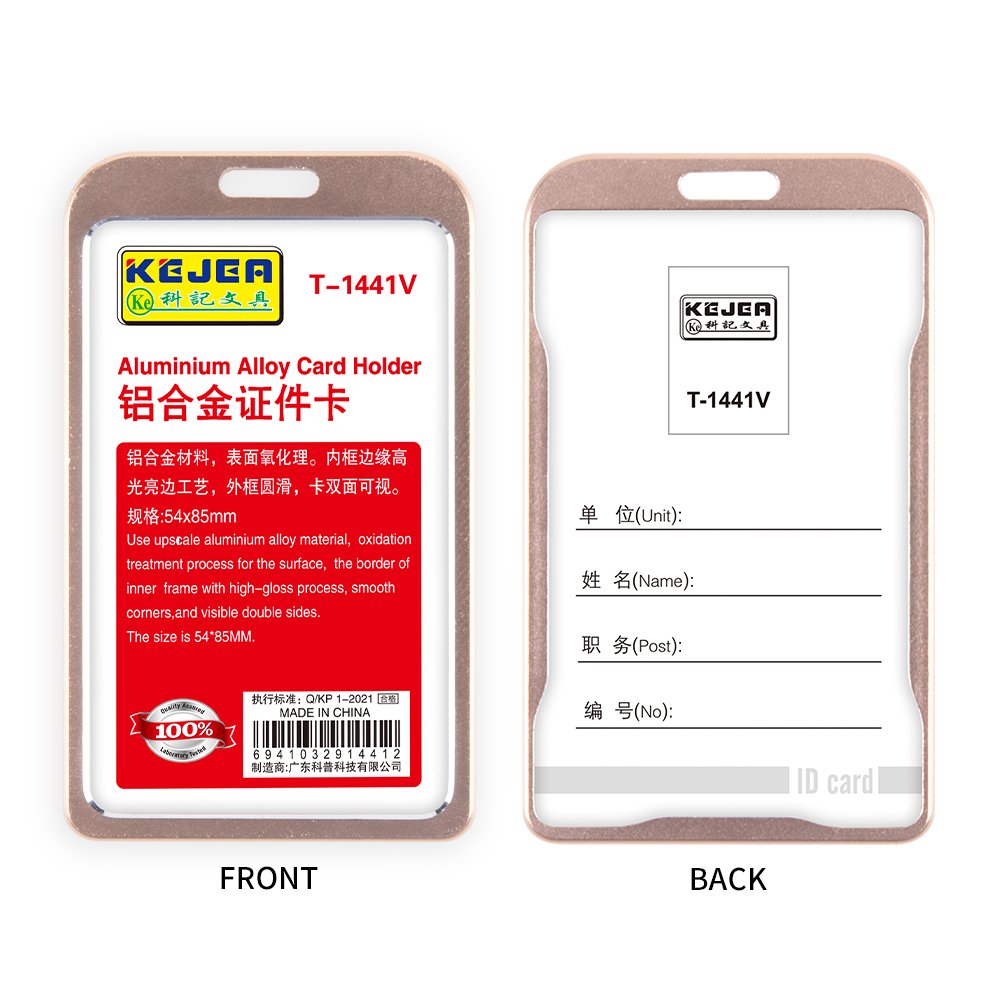 Kejea Dual Transparent Side ID Card Holder, Aluminium Alloy Badge Holder t1441