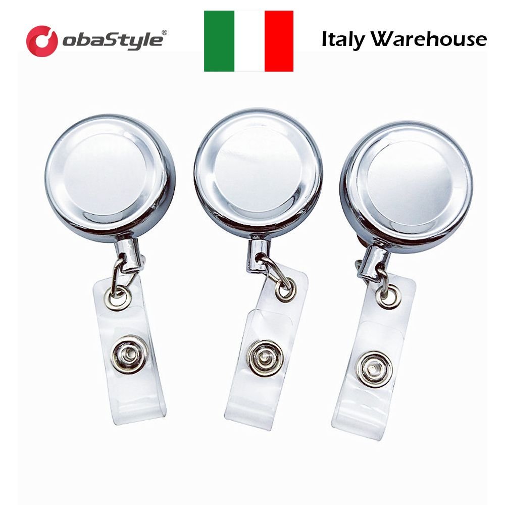 EU stock shipping Metal Round Card Badge Holder Nurse Name Badge Reel Clip Id Card Badge Reel Holder Clip