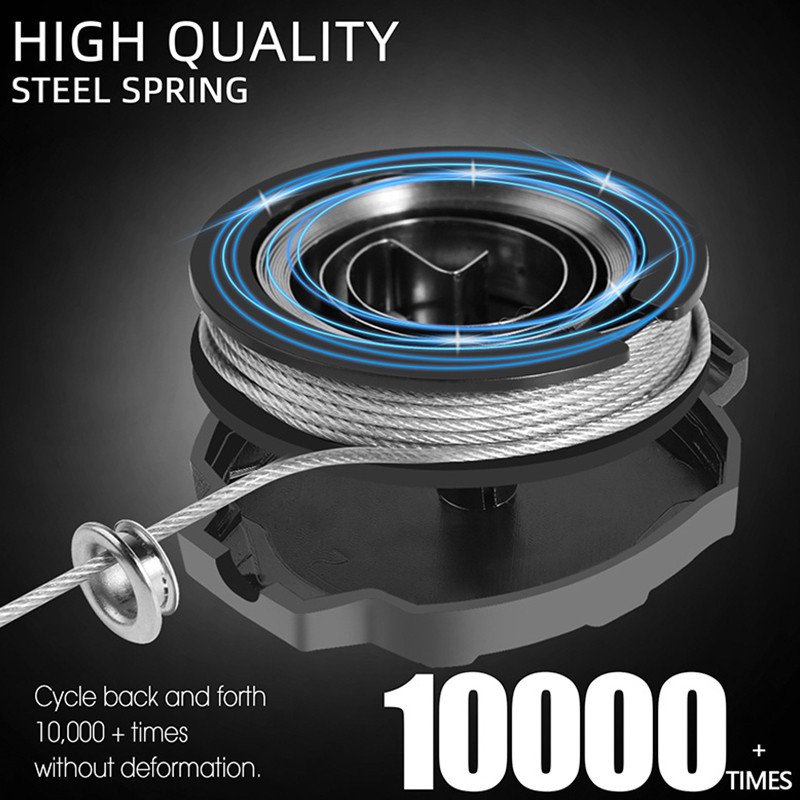 Outdoor Hiking Keychain Black Polygonal Steel Wire Rope 80cm Stock Anti-Lost Campers Style Backpack Retractable Badge Reel