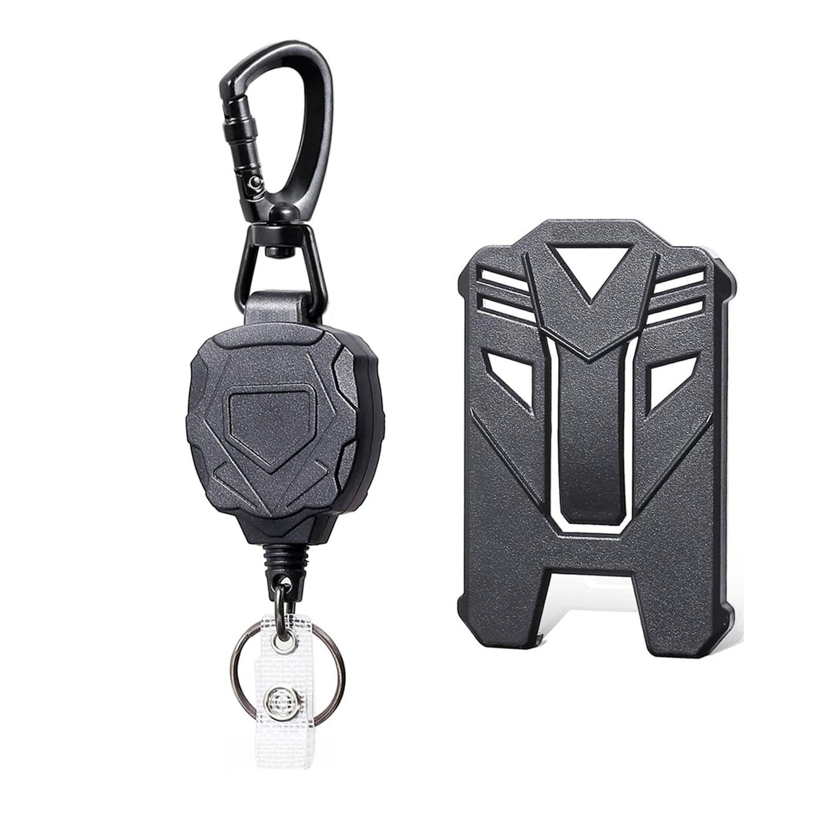 Outdoor Hiking Keychain Black Polygonal Steel Wire Rope 80cm Stock Anti-Lost Campers Style Backpack Retractable Badge Reel