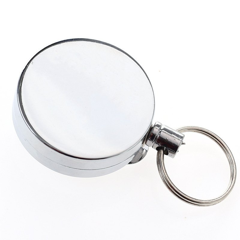 Custom Logo Retractable Keychain Metal Badge Holder Reel Holder with Belt Clip ID Tag Holder